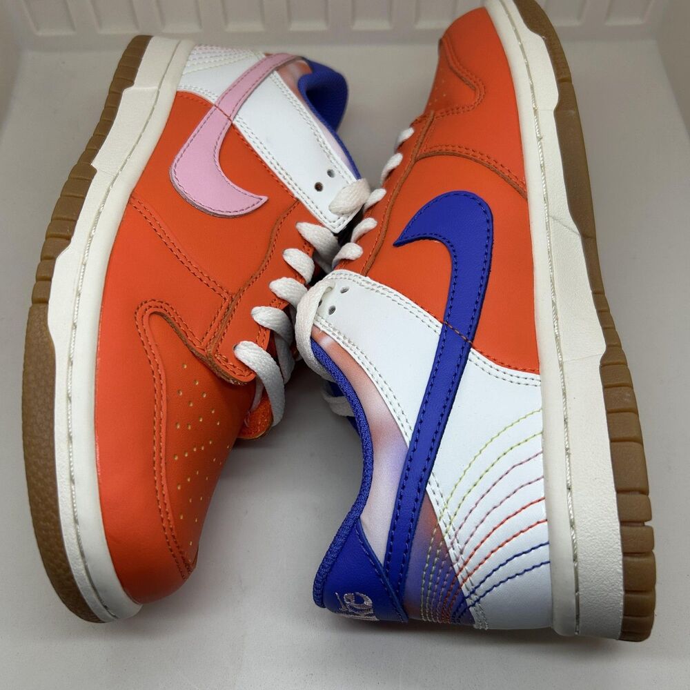 Nike Dunk Low SE Shoes Youth Size 4.5Y Safety Orange Soft Pink Gum GS FN0600-801 - Picture 3 of 9